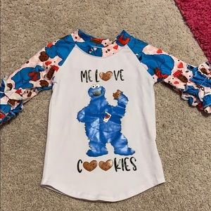 Cookie Monster Ruffle Sleeve